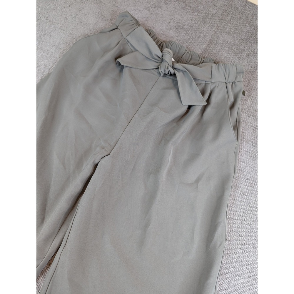 Lululemon Pants Womens Sz 10 Gray Noir Crop Wide Leg Tie Waist Performance